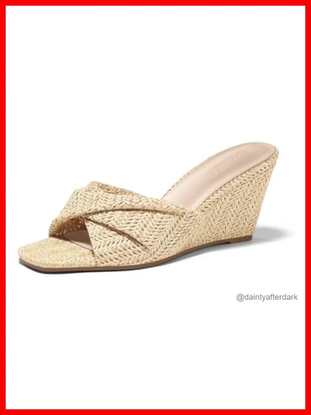 Women's Square Open Toe Espadrille Wedge Sandals Slip On Raffia High Heel Summer